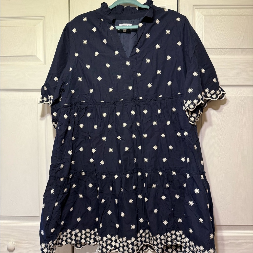 Chic Soul Navy and White Floral Mini Dress